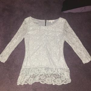 Dusty Blue Lace Top